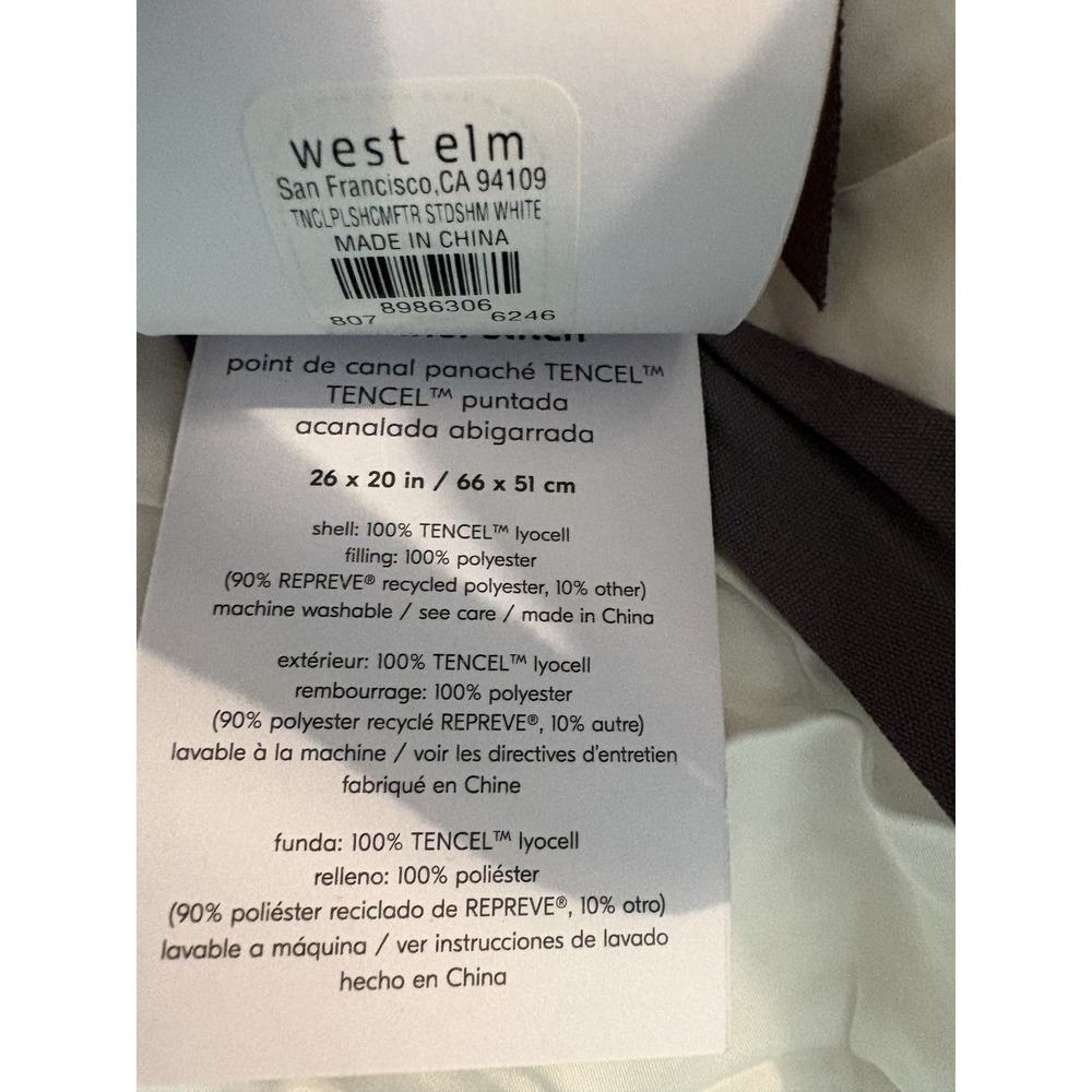 2 WEST ELM  QUILTED STANDARD SHAMS IN WHITE‎ NEW - Picture 5 of 13